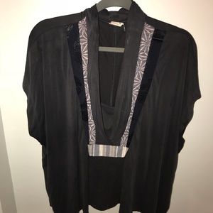 AKEMI + KIN Flutter-Sleeve Blue Top